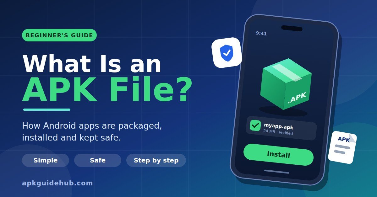 Android phone showing an APK file in the Downloads folder